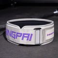 Adjustable abdominal exercising support belt for weightlifting and squats, shown in multiple colour options.