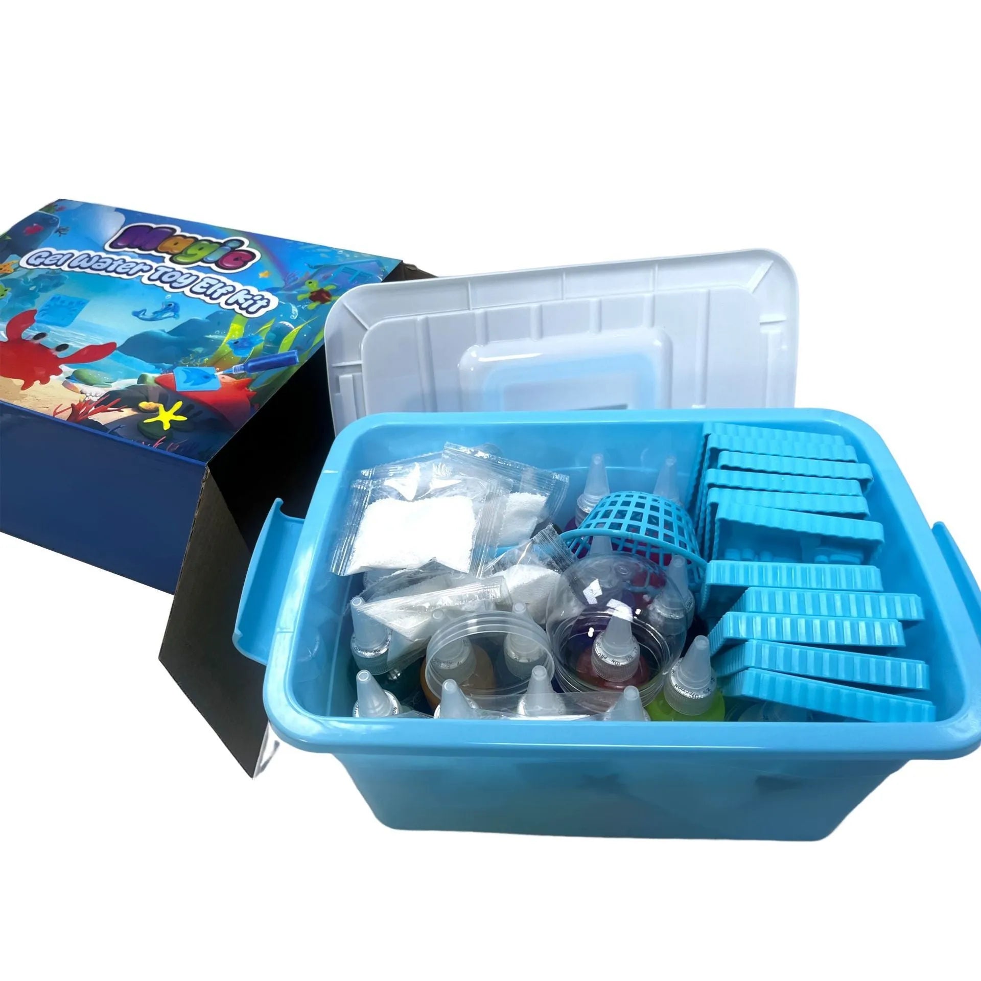 Crystal pet magic set with 20 bottles of materials in a cartoon suitcase