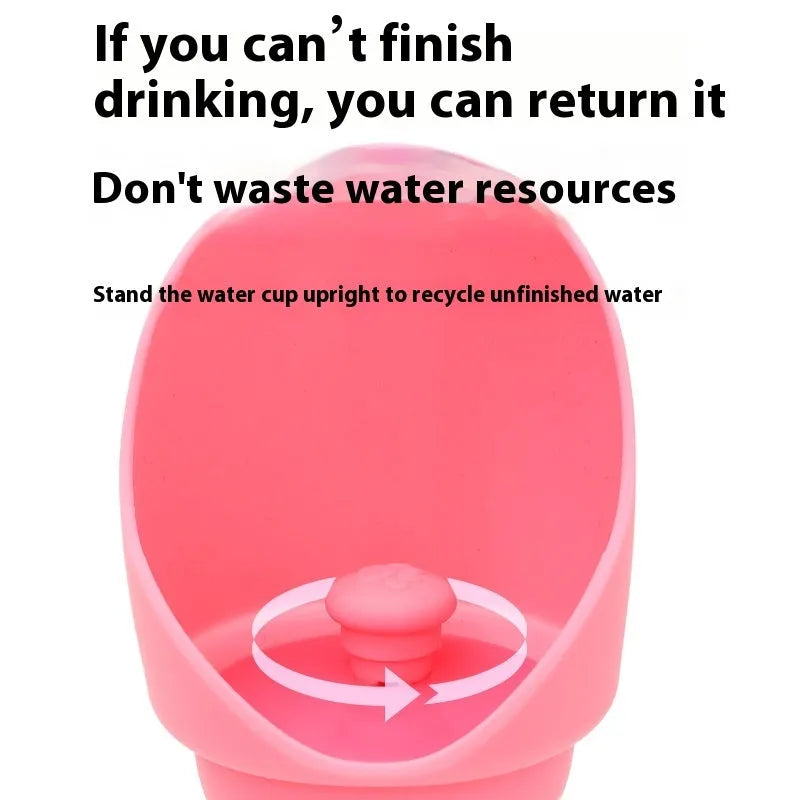 Collapsed and expanded views of a silicone folding water cup for pets in a choice of colours.