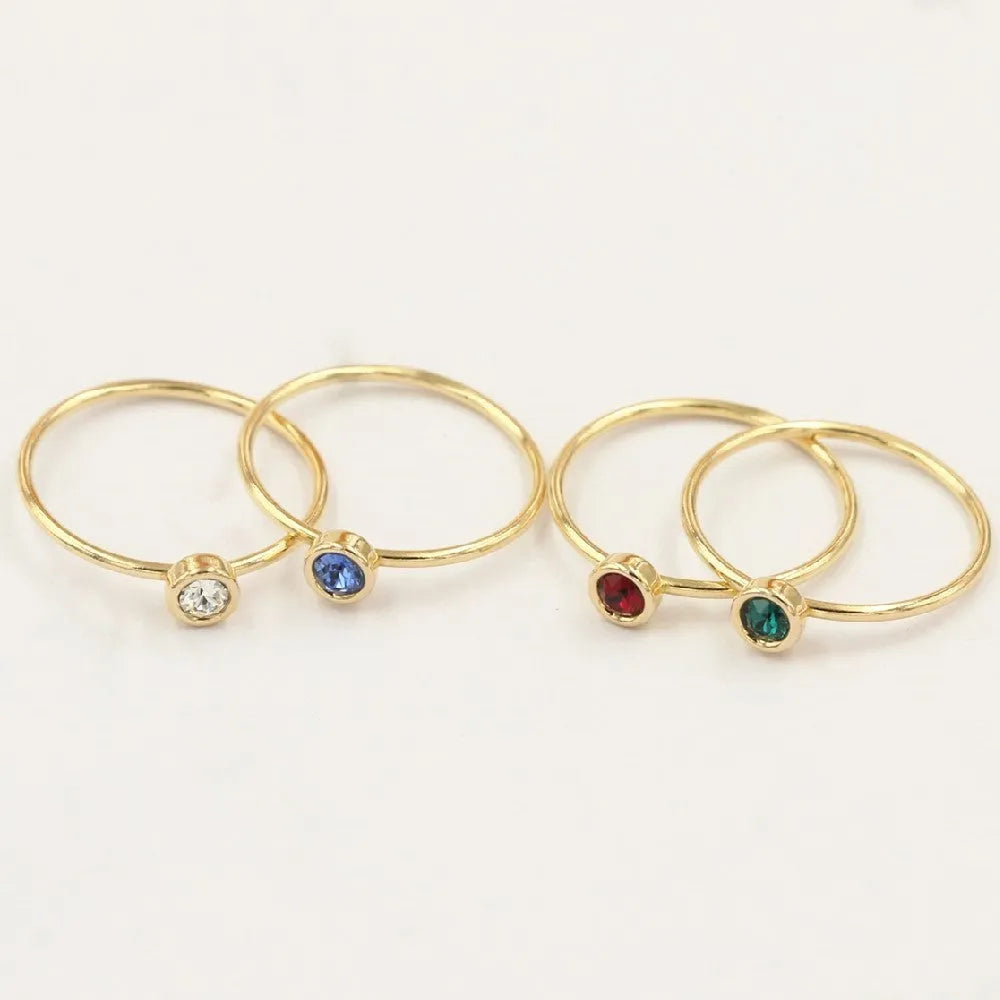 Copper women's knuckle ring with 14K gilded GF zircon decorative accents