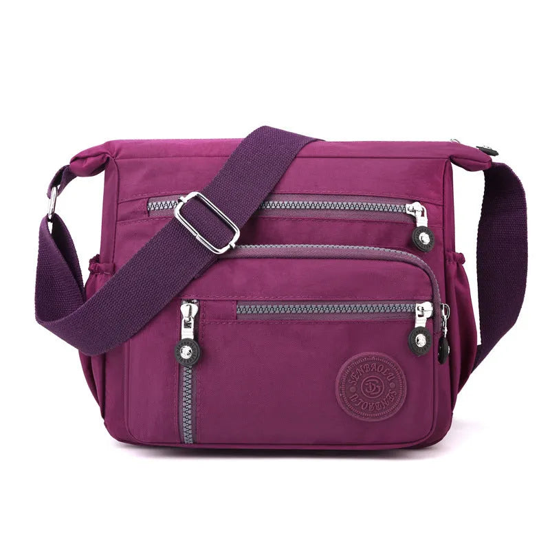 Nylon shoulder messenger bag in square vertical design with single strap
