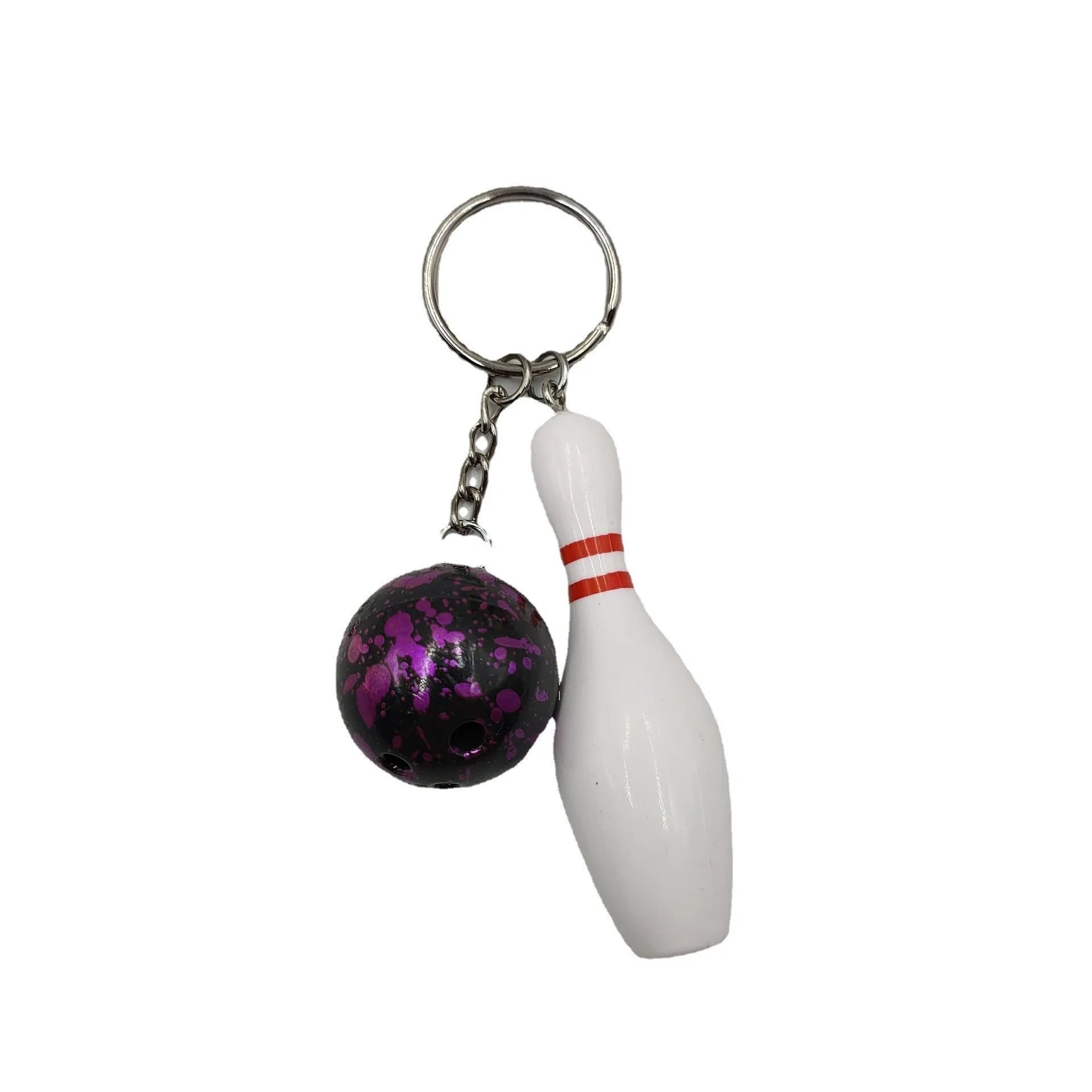 Mini simulation bowling keychain pendant in PVC metal with modern simplicity style