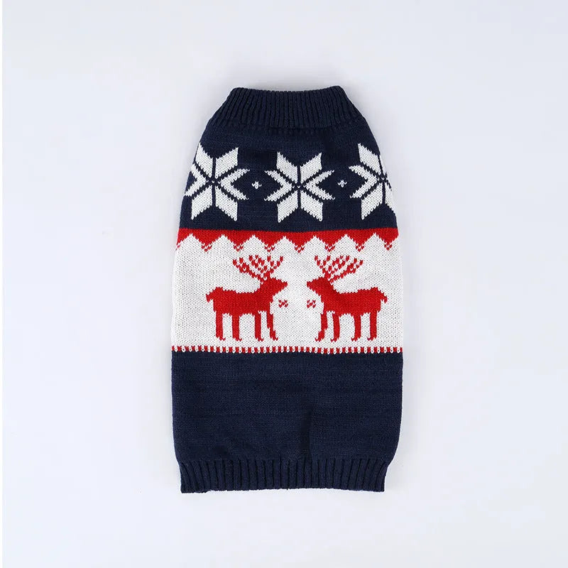 Navy blue knitted Christmas sweater for dogs in European American style