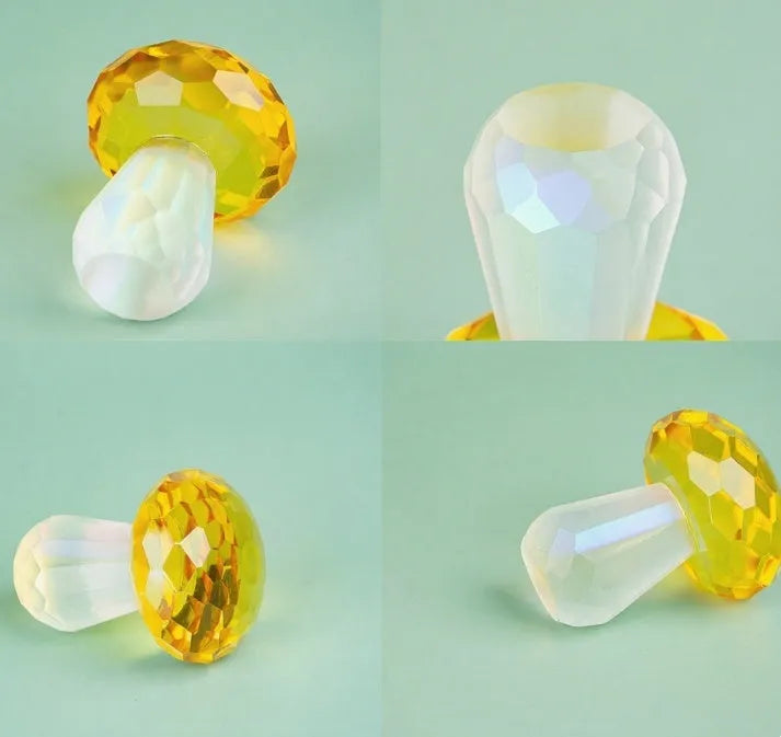 Colourful mushroom crystal decorative craft measuring 40x53mm in modern geometry design