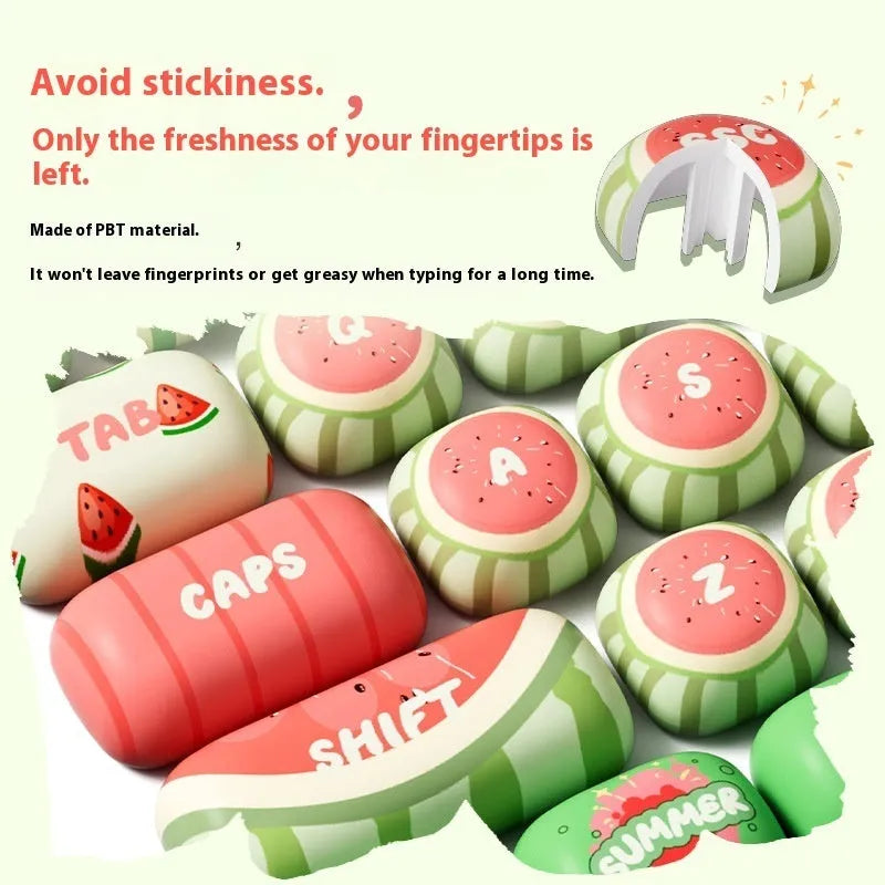 Watermelon themed mechanical keyboard key caps with five-sided sublimation printing on PBT material