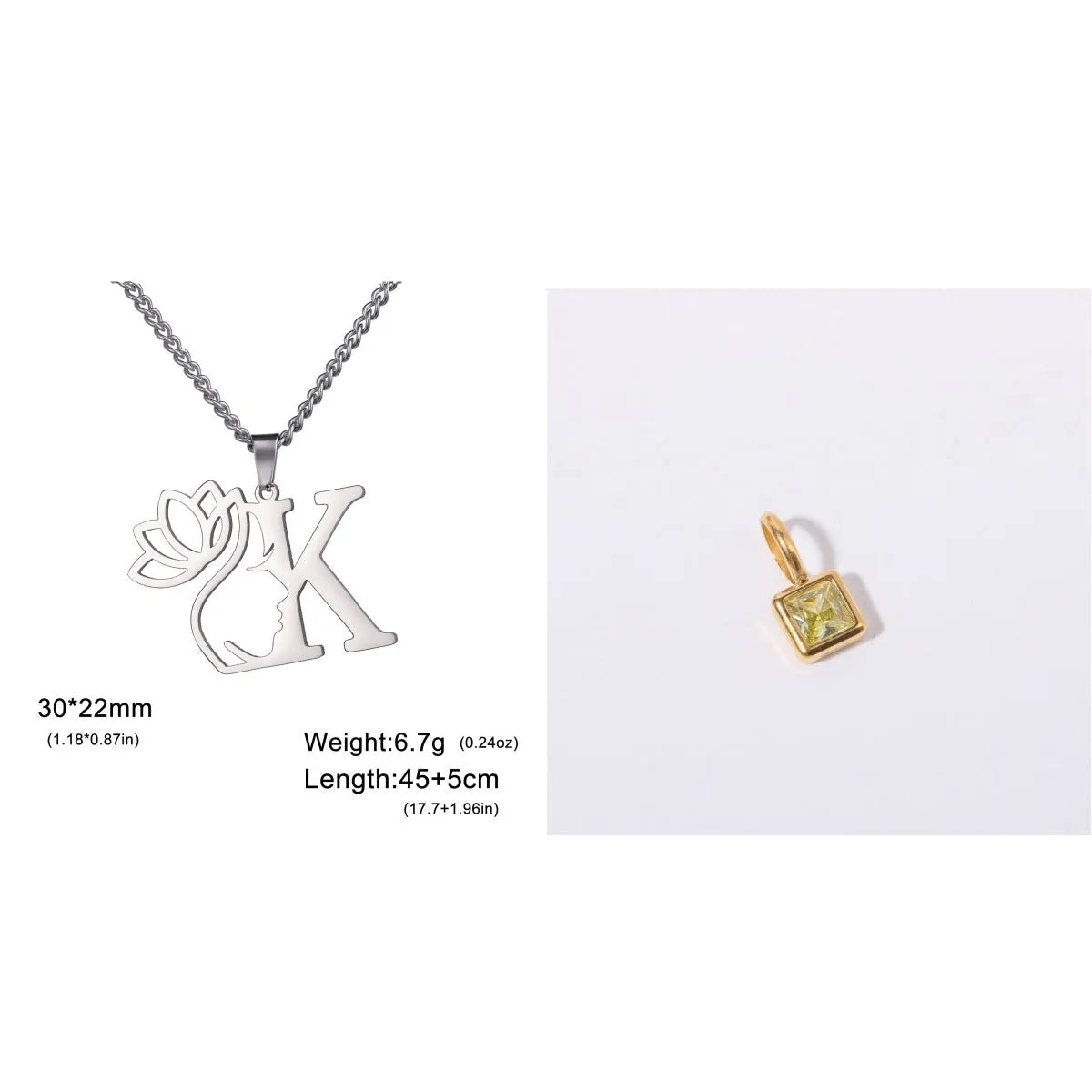 Gold and silver stainless steel fashion necklaces with a cross chain design and matching pendants.