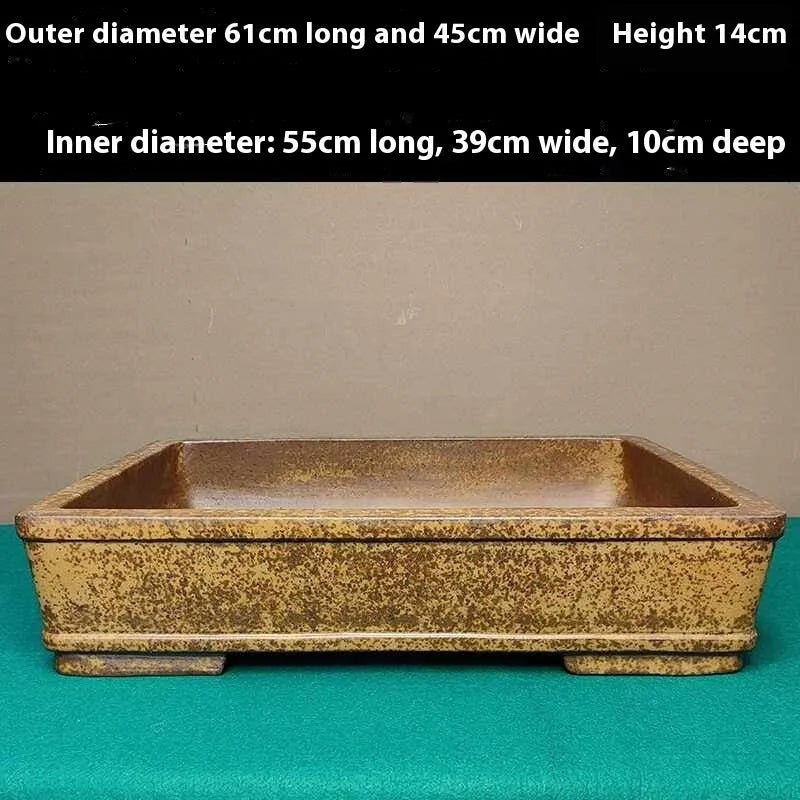 Yixing purple sand rectangular flowerpot shallow design for corridor floor plant display