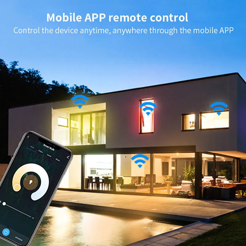 GU10 format smart wifi LED spotlight bulb with RGBCCT colour and voice control.