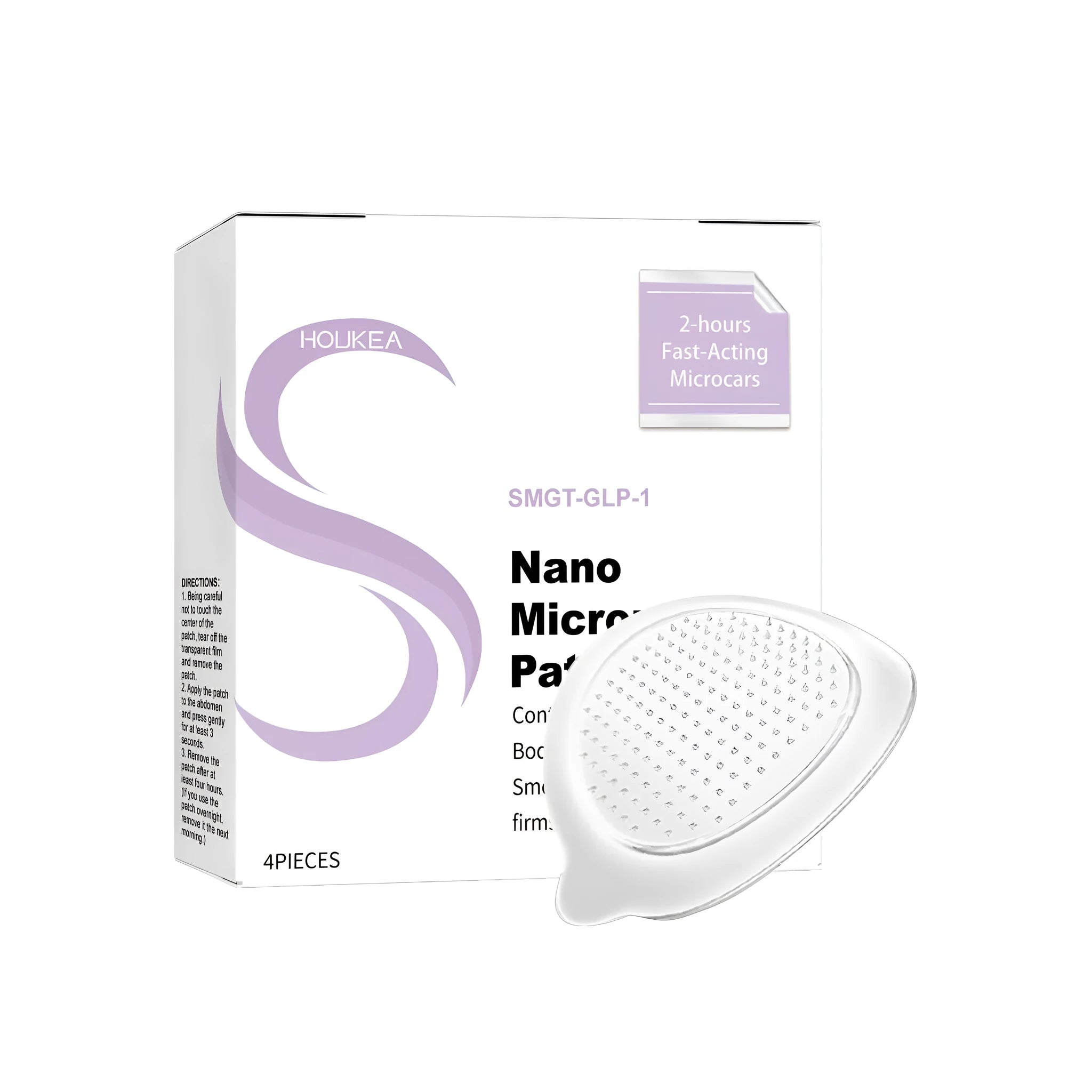 Four microneedle patches for skincare with ginger, mugwort root and GLP-1 serum.