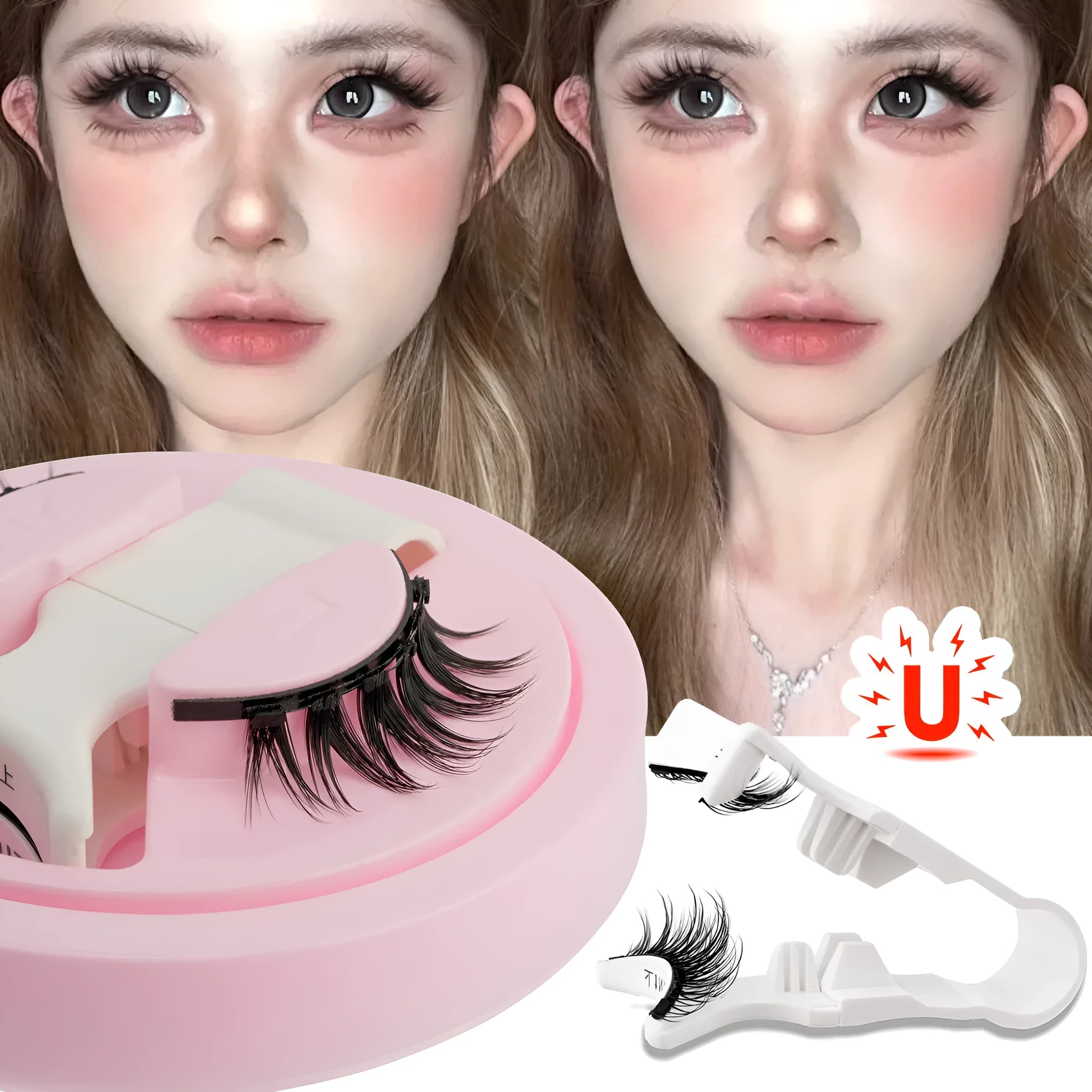 Set of reusable waterproof false eyelashes with glue-free design in five style specifications