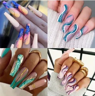 Ballet wave line design nail stickers with jelly glue adhesive in decorative packaging