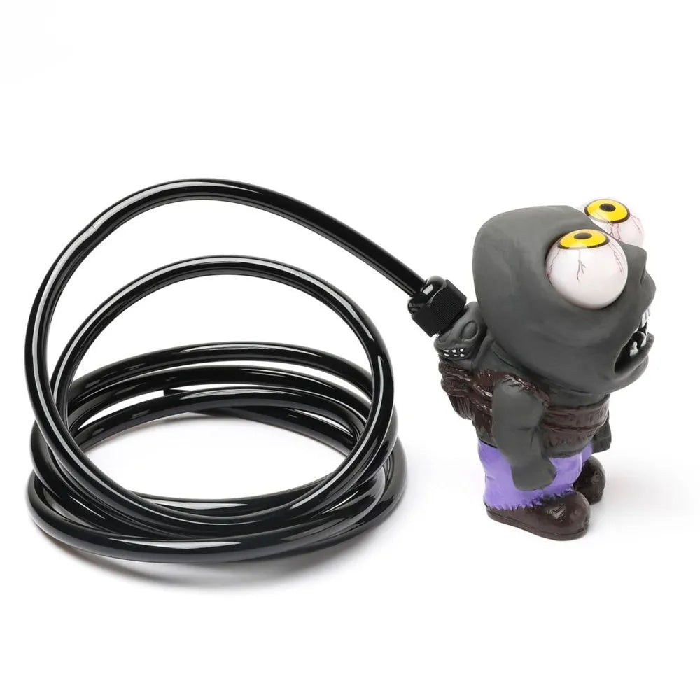 Car turbo boost sound kit with explosive eye doll, pressure valve, copper tube, and fittings on a dark background.