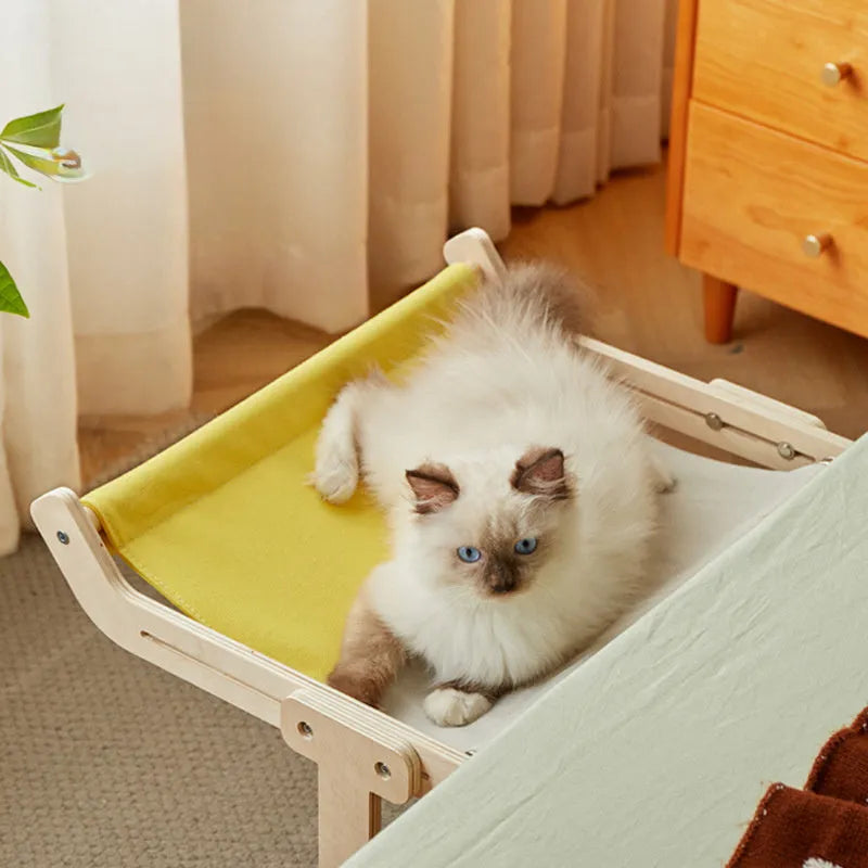 Hanging cat hammock on windowsill for basking in sun with colour options