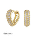 Brass gold plated heart-shaped zircon clip earrings for women with gang drill pattern