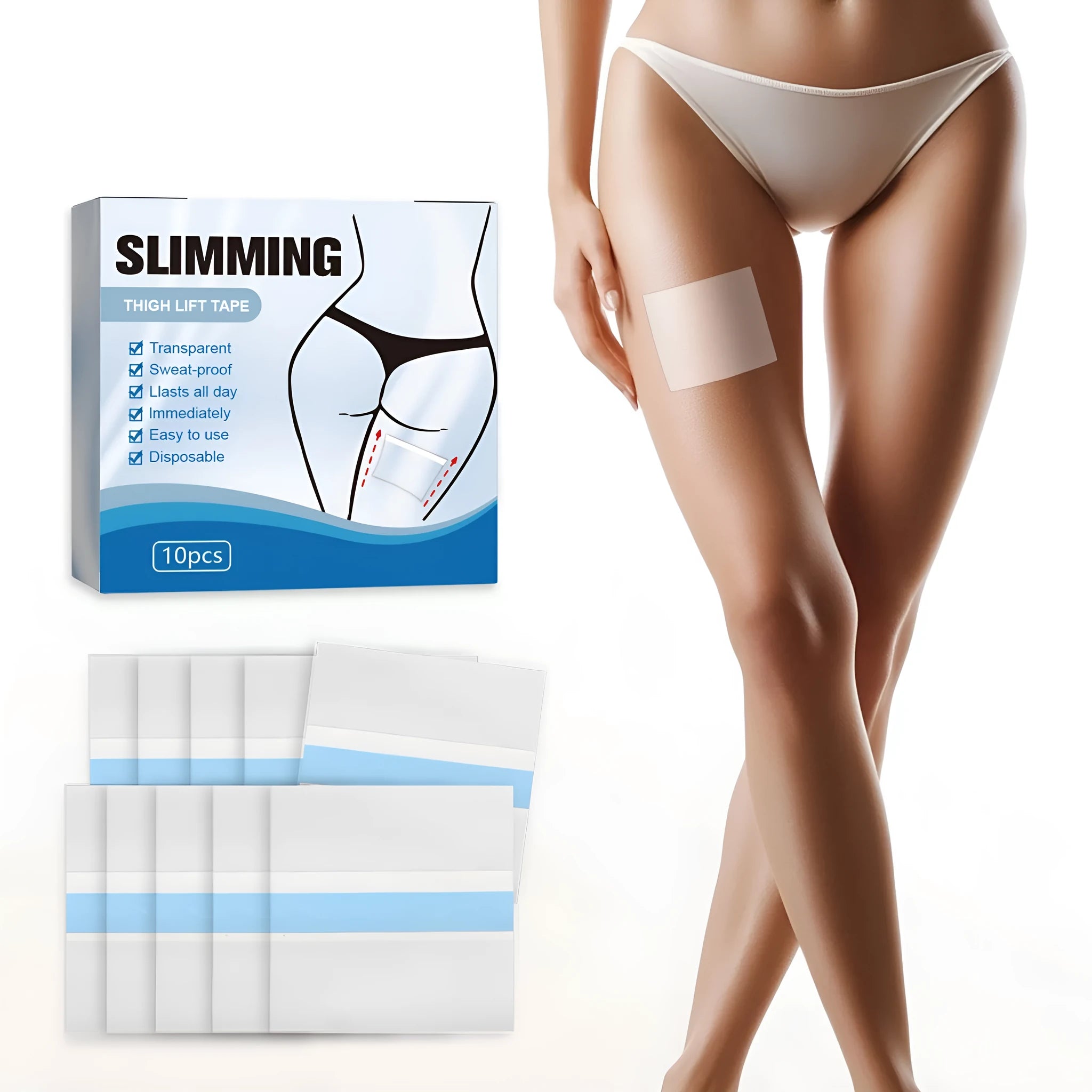 Box of 10 body shaping adhesive patches for slimming and skin tightening