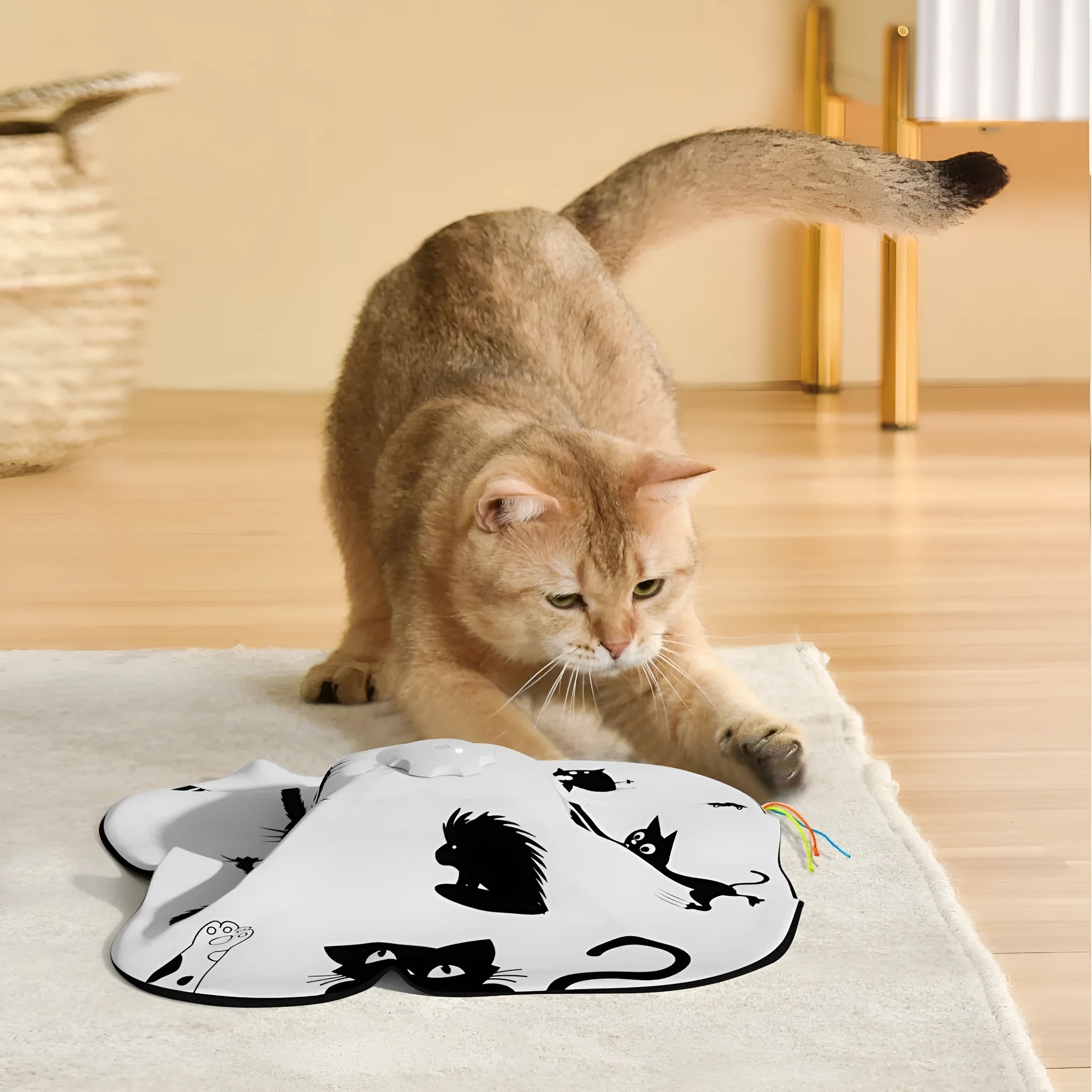 Plastic self-hi relief interactive cat teaser wand toy in picture colour