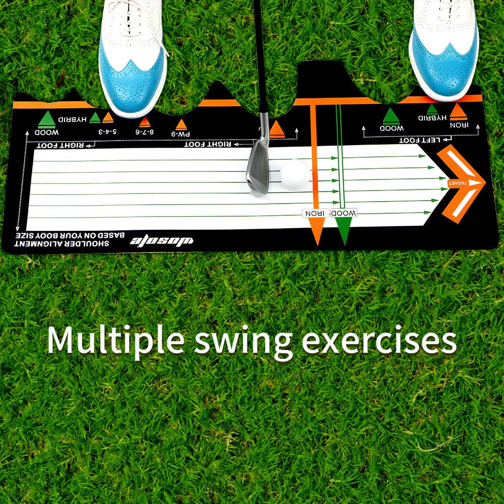 Black neoprene golf swing posture correction pad for beginner stance alignment training