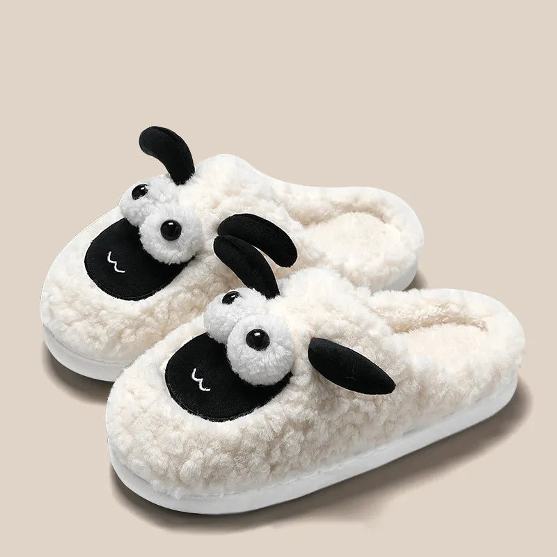 Brown suede slip-on slippers with thermal cotton lining and a light-coloured sewn PVC sole.