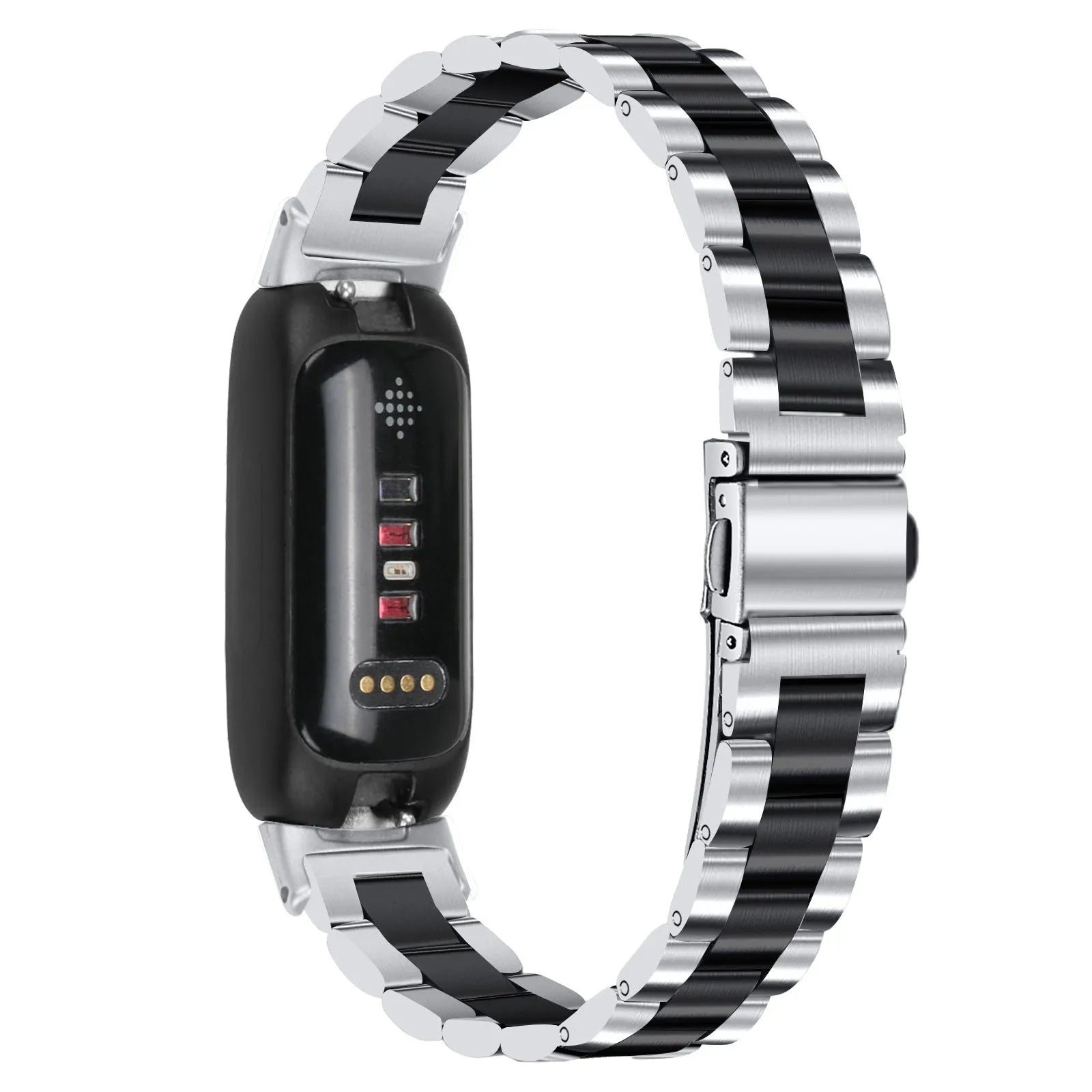 Stainless steel three-bead watch strap for Fitbit Inspire 3 in multiple colour options.