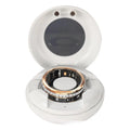 Silver and gold smart rings with diamond inlay displaying blood oxygen monitoring functions
