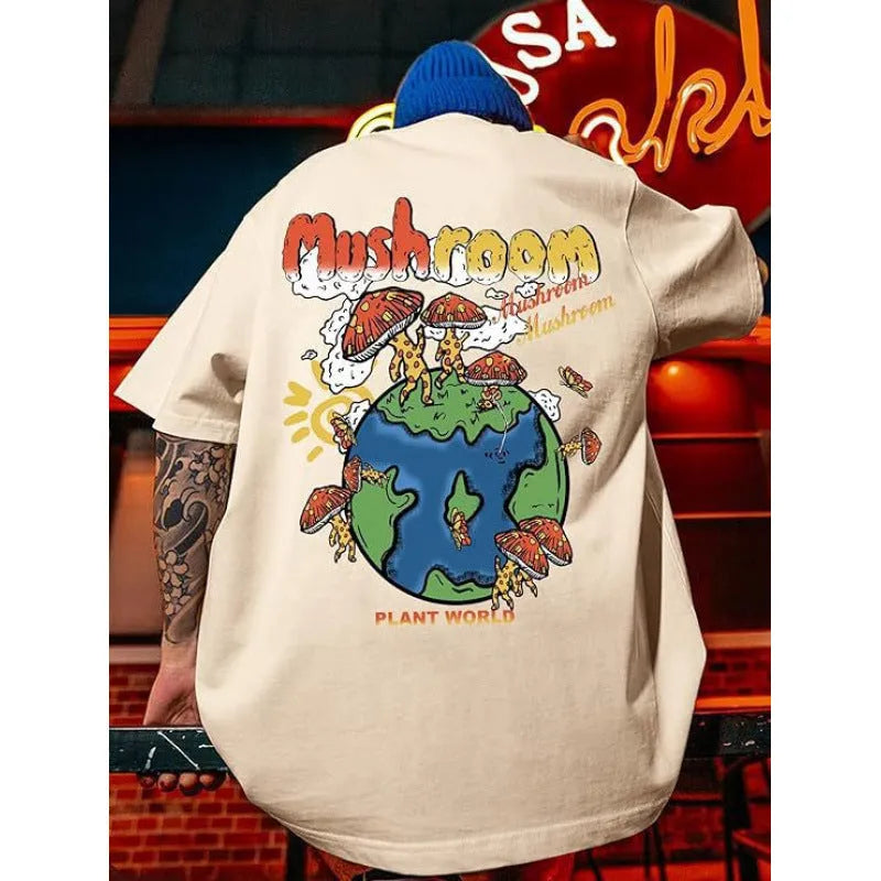 Men's printed streetwear short-sleeved sports t-shirt in polyester fabric with digital pattern