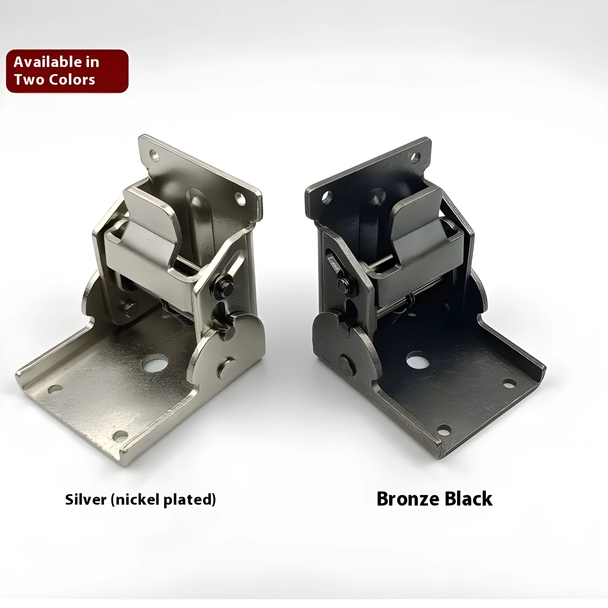 Furniture foot folding hinge for cabinets and wardrobe doors with adjustable 0-90 degree angle in multiple finish options