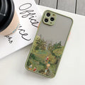 Vintage cartoon scenery girl print phone case for iPhone 13 series, showing retro illustration