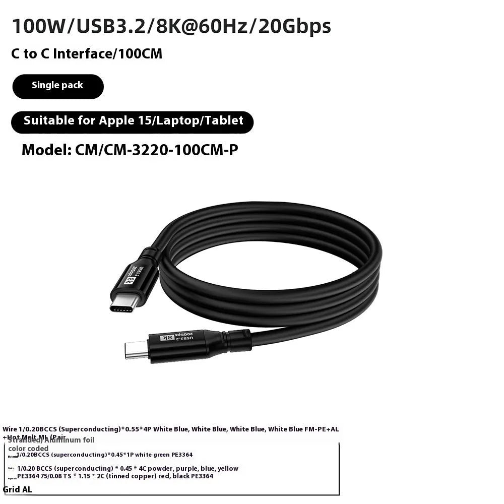 Black 15 series C to C HDMI cable with Type-C connectors, 8K support
