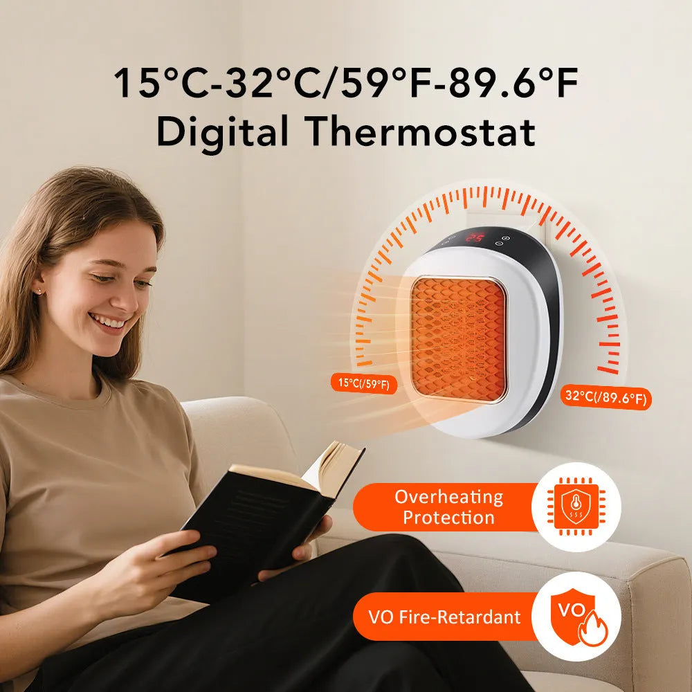 White ceramic heating electric hot air blower with remote control, dual voltage for EU and US electrical systems