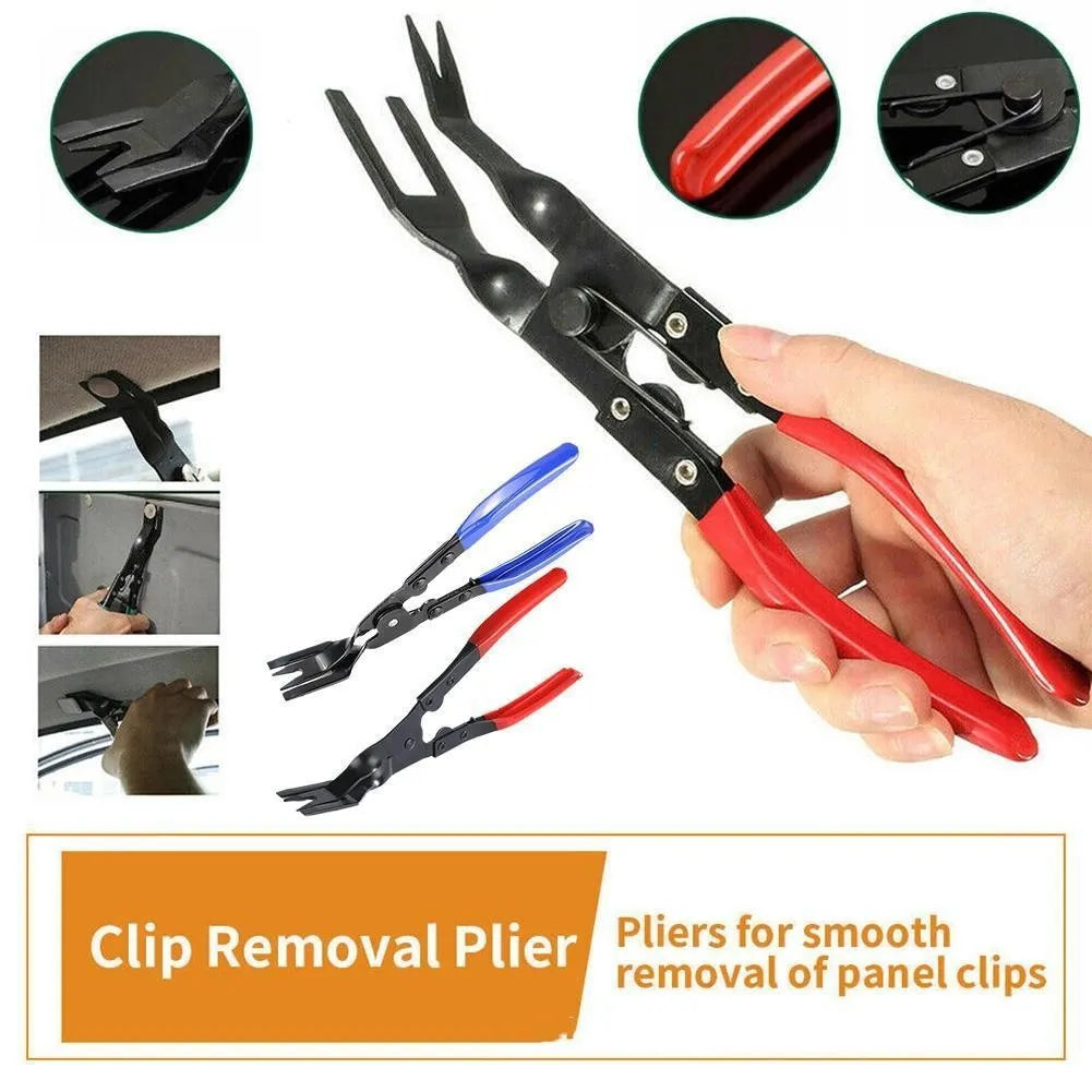 Blue automotive trim removal pliers tool with 235mm steel shaft and 32mm wide head.