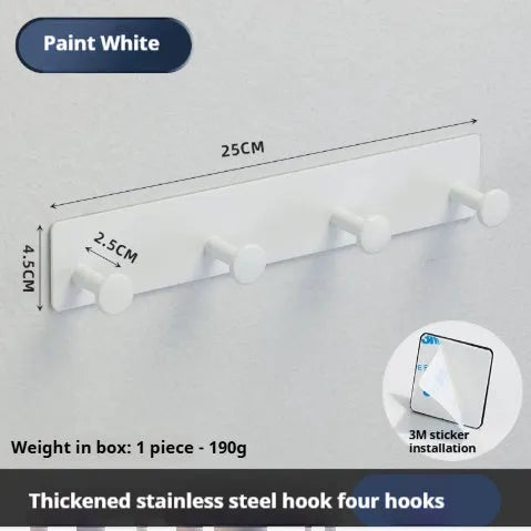 Mushroom design screwless clothes hook for shower doors in black or white, with 2, 3 or 4 hooks.