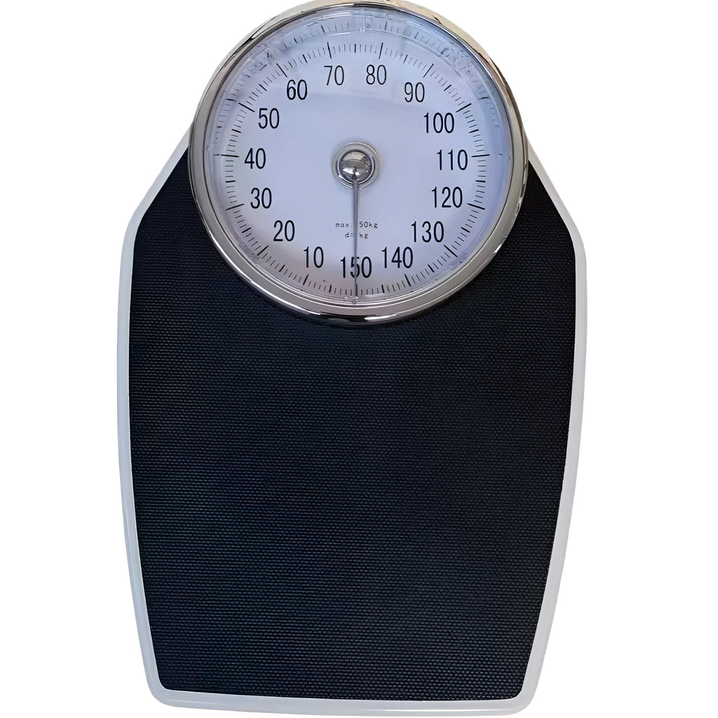 Black mechanical pointer body weight scale with large dial display