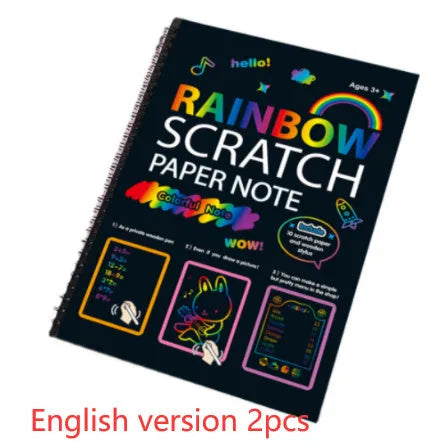 Large children's scratch art paper with colourful design revealed through scraping