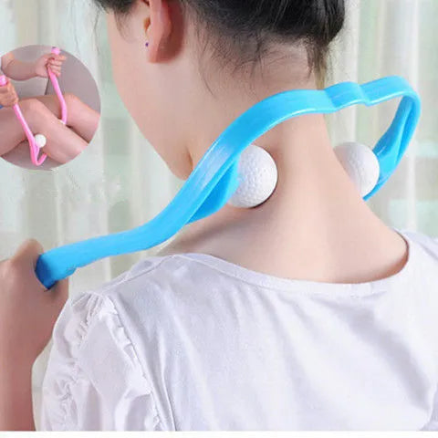 Plastic pressure point therapy neck massager with adjustable stand and 3D floating point design in blue colour