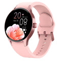 Smart Bluetooth sport watch with round touch screen on wrist, showing IP68 waterproof rating and 46mm diameter case