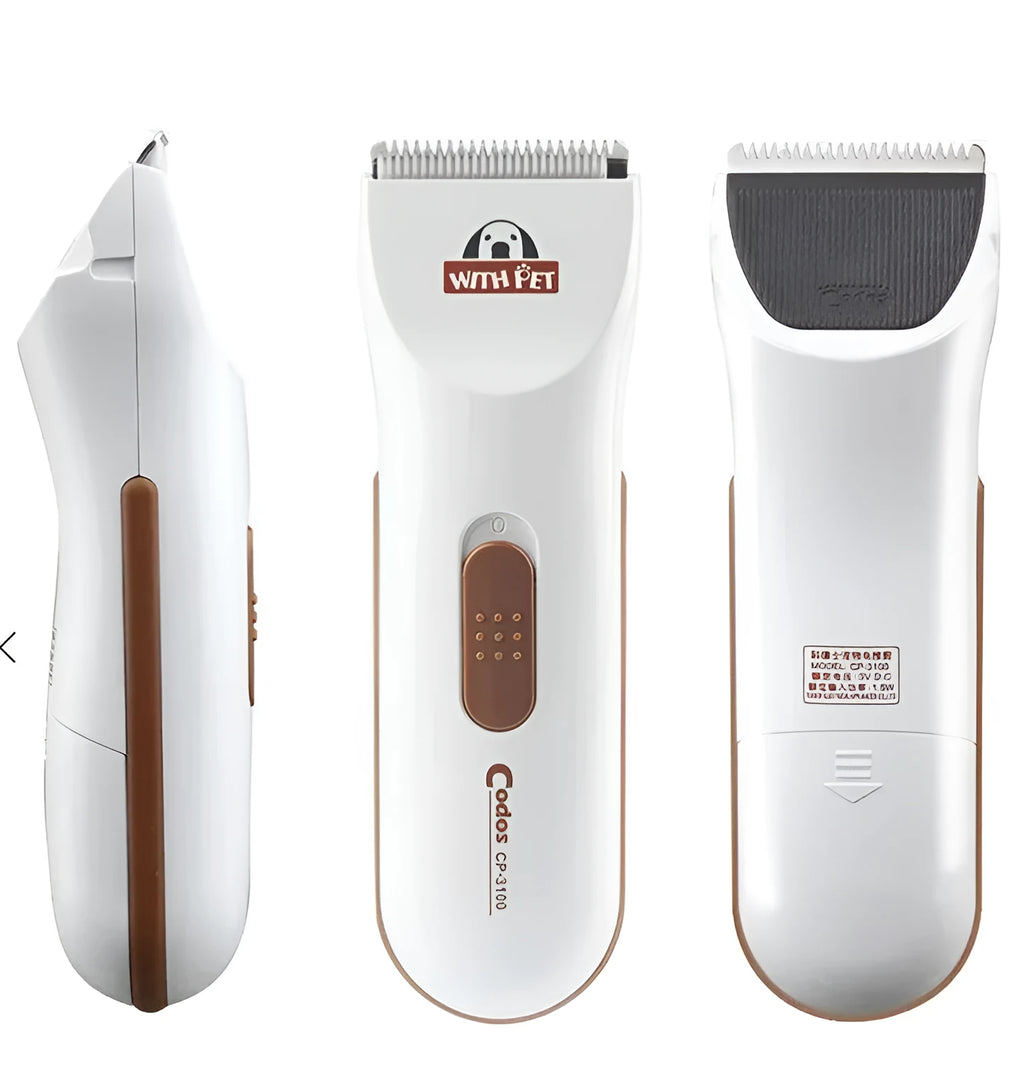 White electric pet hair clipper with ceramic blade for dog and cat grooming
