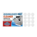 Pack of 12 household dishwasher cleaning tablets on a white background.