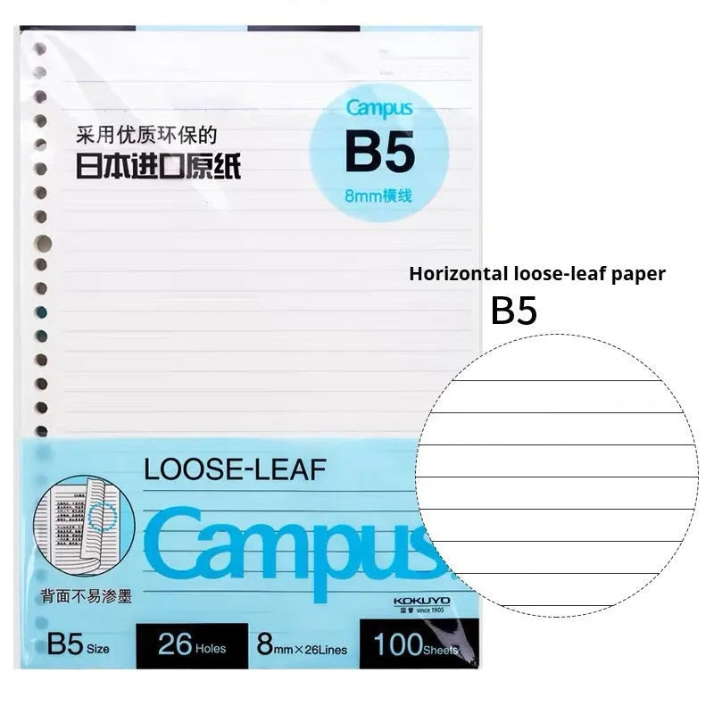 Refillable loose spiral notebook with PP cover in pastel cookie design, A5 and B5 size options shown