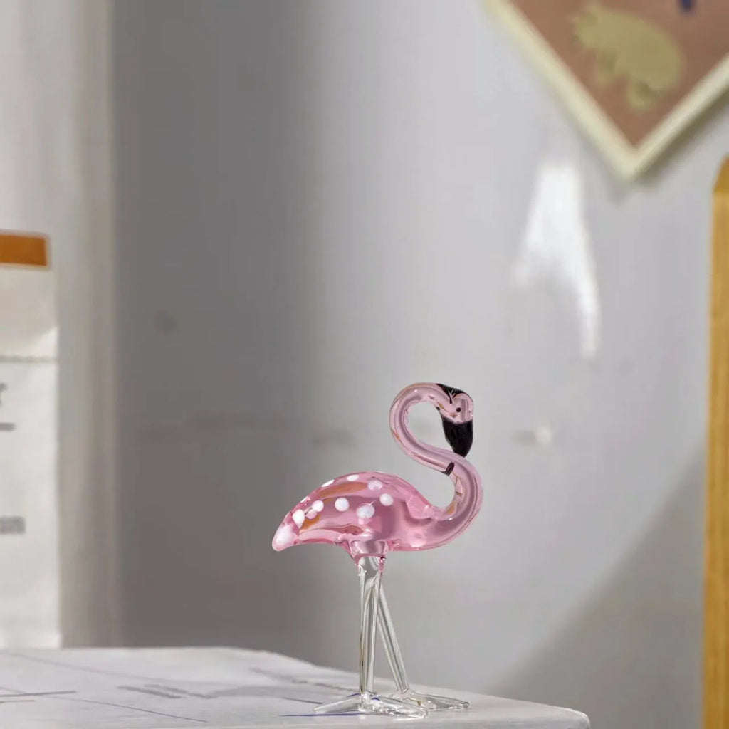 Pink crystal flamingo decorative craft with dots for table display