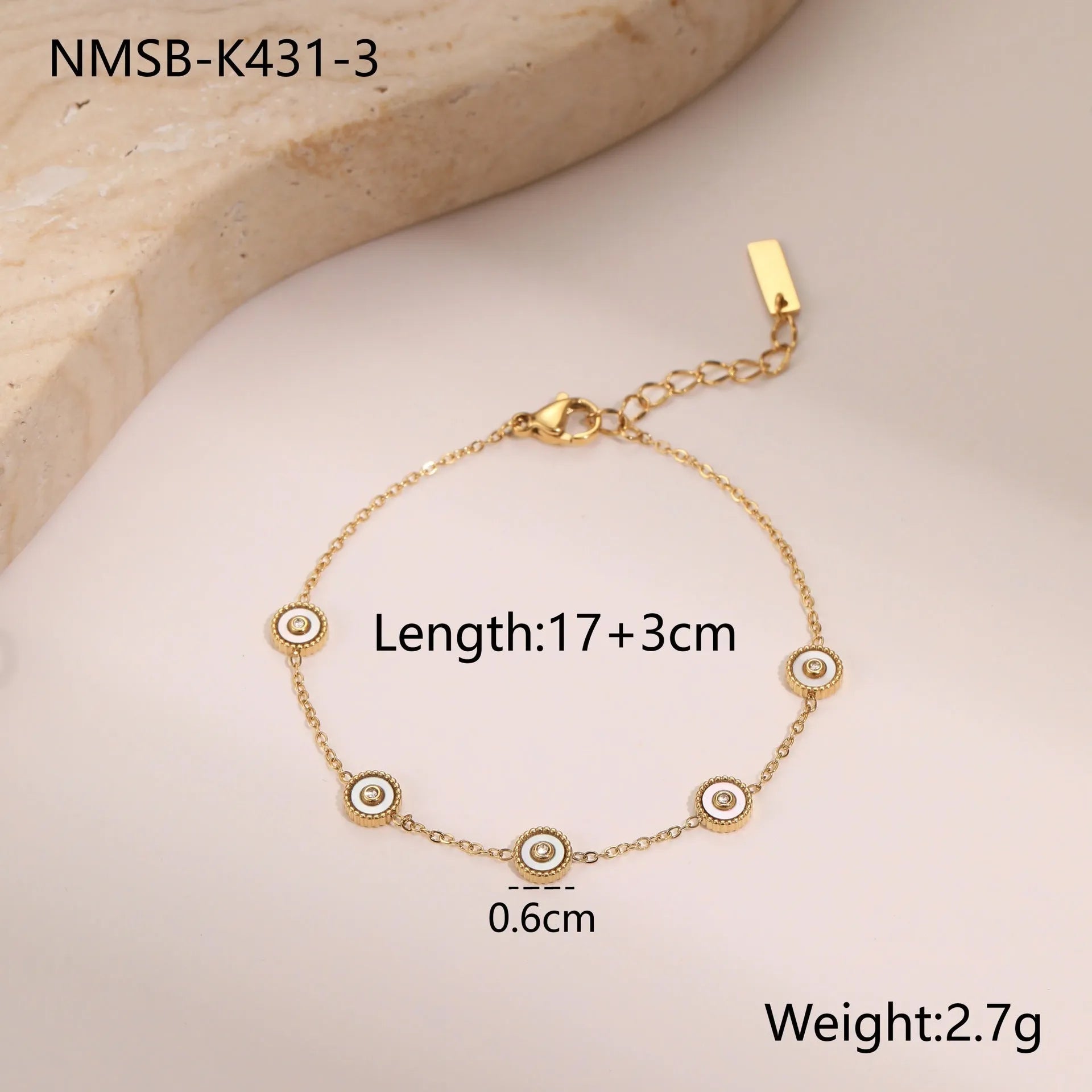 Geometric stainless steel women's bracelet with 18K gold plating, OL fashion style.