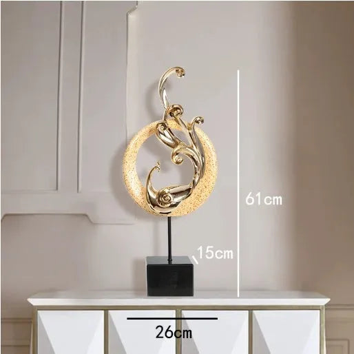 European style synthetic resin Phoenix ornament in rose gold, elegant silver, or festive red colour.