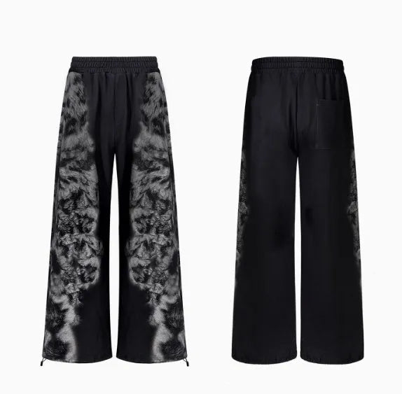 Street trendy printed loose trousers set with hoodie, seven-inch pants, and trousers in coordinated casual wear