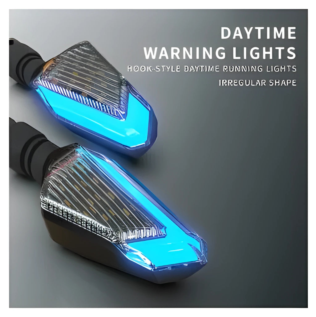 L16 Beast Spirit LED turn signal light for off-road motorcycle, plastic and acrylic construction, hook-shaped daytime running light.