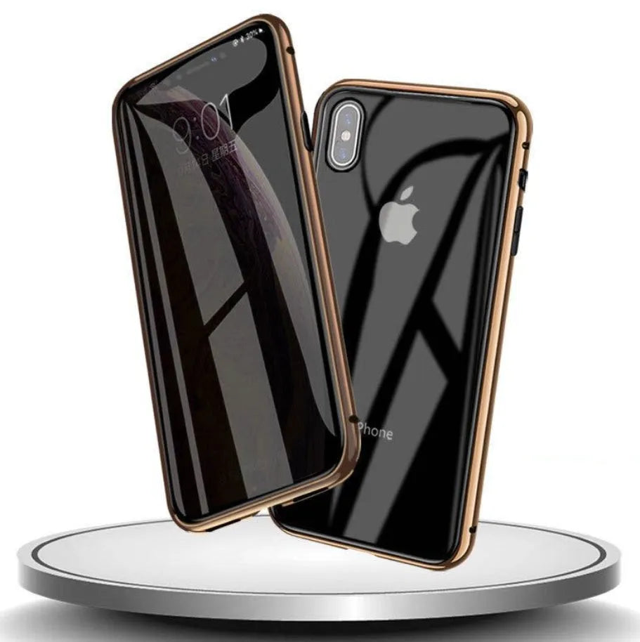 Glass anti-spy clamshell phone case for iPhone in multiple colour options