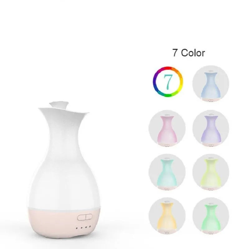 White or pink ultrasonic air humidifier and essential oil diffuser with colourful night light and 200ml water tank