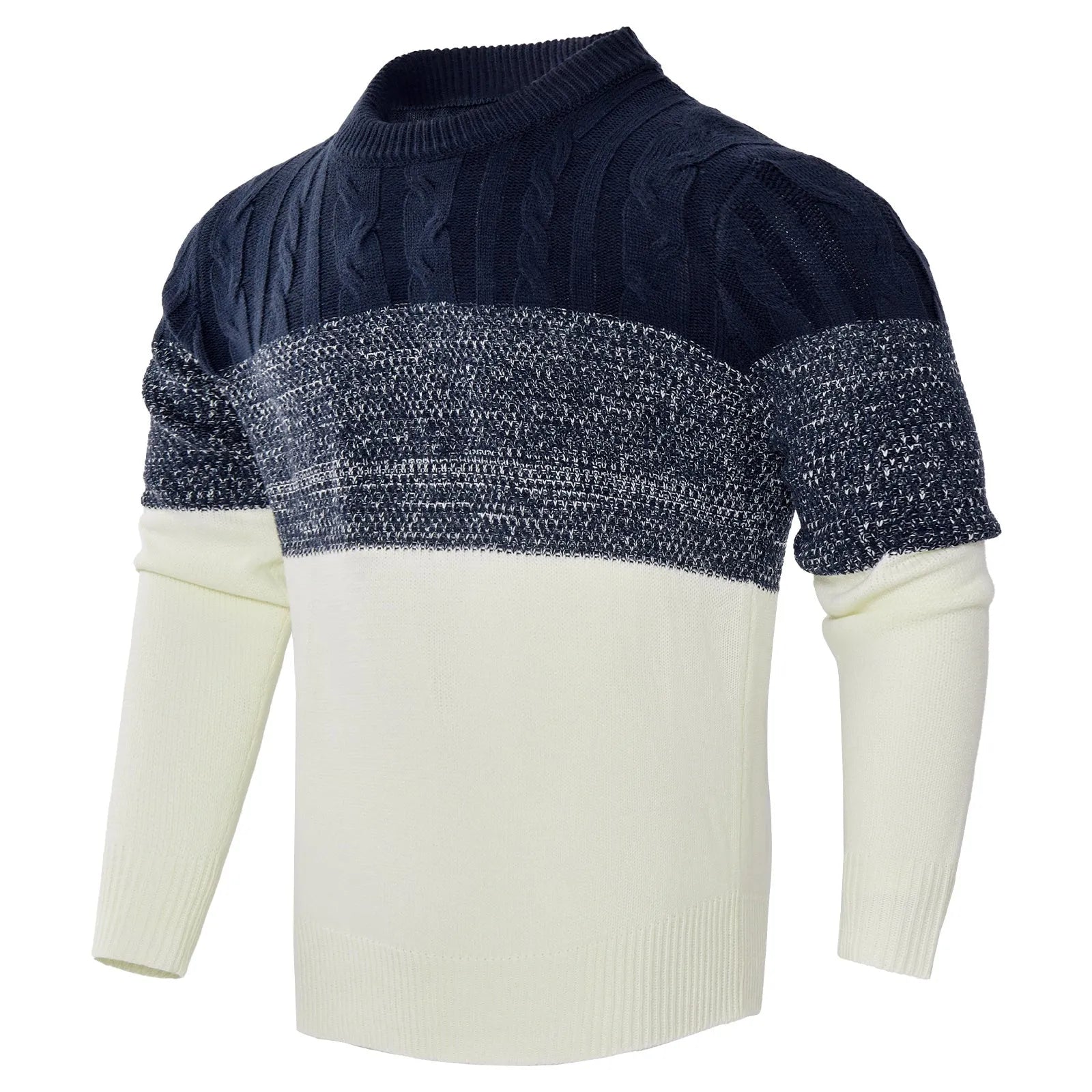 Men's long-sleeved knitted pullover sweater for autumn and winter in multiple sizes and styles.