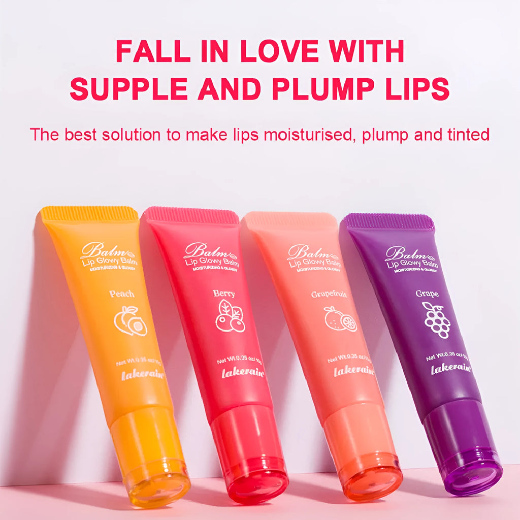 Women's natural finish lip gloss in choice of berry, grape, grapefruit, and yellow peach flavours.