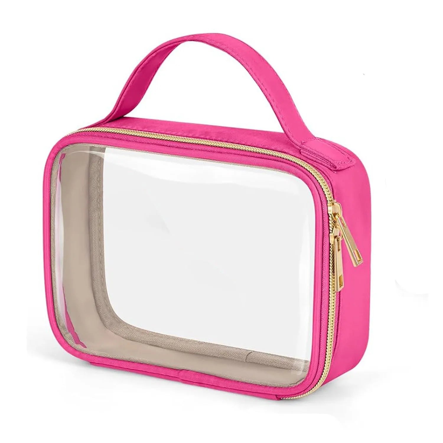 Transparent PVC lipstick storage wash bag with chain handle in multiple colour options