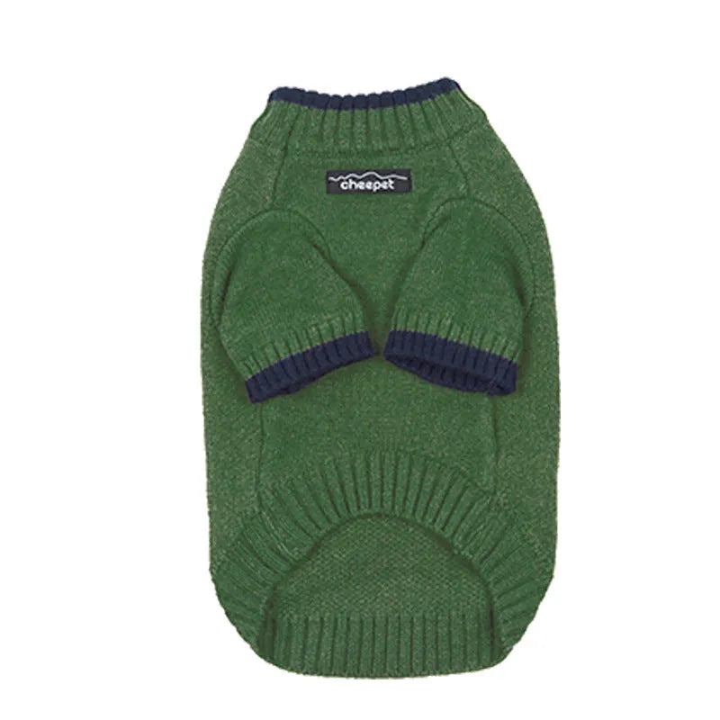 British style wool pet sweater for dog with contrast colour legs in Crown Blue.