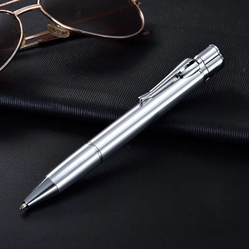 Metal refillable jet flame lighter pen with keychain in assorted colours